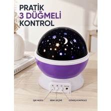 Tech Butiq Dönen Yıldızlı Gece Lambası Renkli Gökyüzü Projeksiyon Işığı