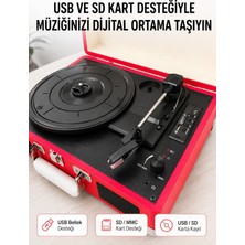 Bluetooth Bağlantılı Portatif Pikap 33 45 78 Devir Dahili Hoparlör ve Şarj Edilebilir Pil - Lisinya