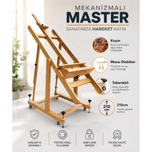 Mekanizmalı Master Kayın Şövale Devirme H Masa Tip Tekerlekli Profesyonel Stüdyo Büyük Boy Artist Easel