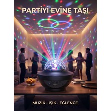 Tech Butiq Müzikli Rgb Disko Lambası Bluetooth Hoparlörlü Renkli Parti Işığı USB Tf Kart Girişli