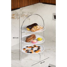 Edora Home Parlak Silver 3 Katlı Pasta Kurabiye İkramlık Sunum Standı Dekoratif Servislik