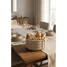 Edora Home Parlak Silver Yuvarlak Ekmek Sepeti Ekmeklik Sunum Sepeti Makrome Çok Amaçlı Paslanmaz Metal