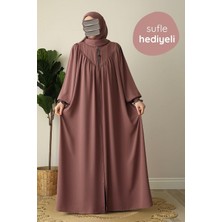 Asilnur Moda Elif Ferace Şal Hediyeli Takım Gül Kurusu