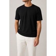 Casa Prenda Erkek Siyah Regular Fit Kısa Kollu T-Shirt