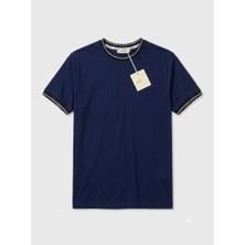 Yaka Biyeli Esnek Mikro/scuba Kumaş Slim Fit Bisiklet Yaka Tişört (Beyaz - M)