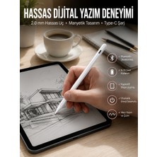 ALK Dokunmatik Kalem Beyaz Şarjlı Yedek Uçlu Android ve Ios Uyumlu - Lisinya
