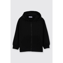 Panço Unisex Çocuk Siyah Fermuarlı Sweatshirt