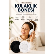 White Guard Kulaklık Bonesi , Yıkanabilir , 11CM ,ter Emici Penye Kumaş Kulaklık Ped Kılıfı , Siyah  Beyaz