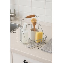 Edora Home Parlak Silver Ahşap Kulplu Retro Sepet Çok Amaçlı Düzenleyici Organizer