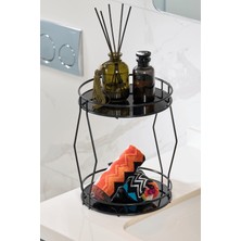 Edora Home Siyah 2 Katlı Banyo Organizer Takı Parfüm Kozmetik Düzenleyici Pleksili
