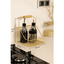 Edora Home Mat Gold Ahşap Kulplu Retro Sepet Çok Amaçlı Düzenleyici Organizer