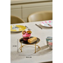 Edora Home Mat Gold Küçük Boy Metal Sunumluk İkramlık Servis Tabağı Siyah Pleksi