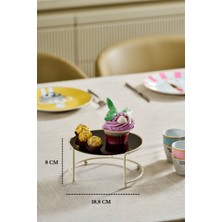 Edora Home Bej Küçük Boy Metal Sunumluk İkramlık Servis Tabağı Siyah Pleksi