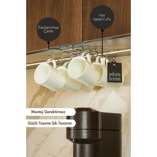 Edora Home Parlak Silver 10 Kancalı Bardak Askılığı Raf Altı Kupa Fincan Düzenleyici Paslanmaz Metal