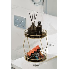 Edora Home Mat Gold 2 Katlı Banyo Organizer Takı Parfüm Kozmetik Düzenleyici Pleksili