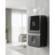 Poebgo Familys Şarjlı Kameralı Kapı Zili Siyah Yeni Nesil