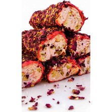 Gül Yapraklı Frambuazlı Fındık Kremalı Lokum 500 G | Premium Sarma Lokum