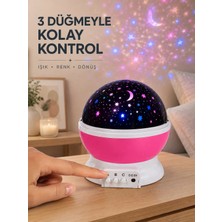 Ruhes Yıldızlı Projeksiyon Gece Lambası Pembe Dekoratif Oda Aydınlatması