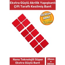Floranova Özel Üretim Ekstra Güçlü Pe Köpük Esaslı Çift Taraflı Hazır Kesilmiş 25X30MM Asma Bant 12 Adet