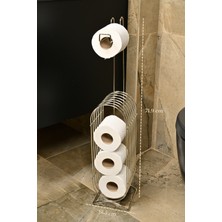 Edora Home Parlak Silver Yedekli WC Tuvalet Kağıtlığı Rulo Standı Banyo Organizer Dispenser Paslanmaz Metal