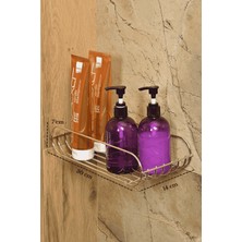 Edora Home Parlak Silver Oval Sabunluk Şampuanlık Banyo Rafı Paslanmaz Metal