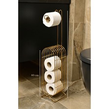 Edora Home Altın Yedekli Oval Köşeli Dik Wc Tuvalet Kağıtlık /Düzenleyici / Dispenser / Metal /Paslanmaz/Askı