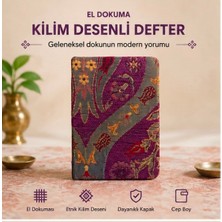 Geleneksel Kilim Desenli Kumaş Kapaklı Not Defteri – Çizgisiz 10X14 cm
