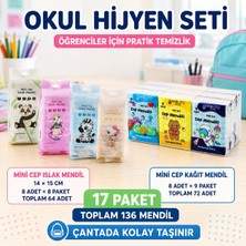 İnfeta 17 Parça Öğrenci Hijyen Seti 8 Islak Medil 9 Kuru Mendil Çanta Boy Hijyen Setleri
