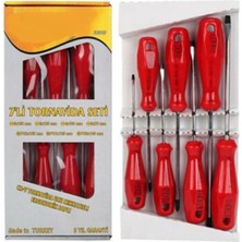 Vintessy Edoni ETS007 7 Parça Ergonomik Tornavida Seti 7 Parça Mıknatıslı Kırmızı 1410
