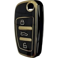 Die Grup Autohan Keys Audi A1 A3 A4 A5 A6 A7 Q3 Q5 Q7 Serisi Nano Anahtar Koruma Kılıfı, Siyah-Altın