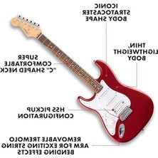 Die Grup Squier By  Debut Collection Hss Stratocaster Elektro Gitar, Laurel Klavye, Beyaz Vuruş Tahtası, Dakota Kırmızısı | Çocuklar ve Yetişkinler Için Marş Elektro Gitar, Hss Manyetikler, 2 Yıl Garanti, Ücre