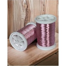 Vintessy Gürbüz Filografi 0.30 MM(100GR-150M) Bakır Üstü Gümüş Kaplı Pudra Pembe Renkli Filografi Te