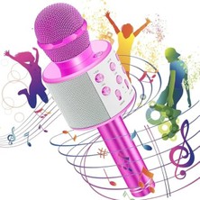 Die Grup Pembe Renkli Bluetooth Karaoke Mikrofon, USB ve Aux Girişli