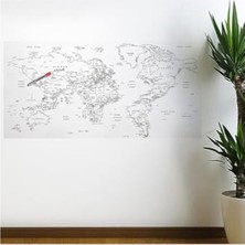 Die Grup Yazılabilir Dünya Haritası Manyetik Duvar Stickerı 110 x 56 cm