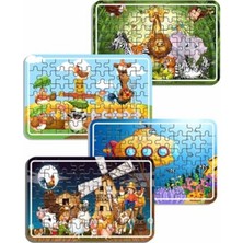 Die Grup Ahşap Sevimli Hayvanlar Puzzle Seti, Eğitici ve Eğlenceli