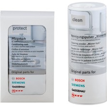 Vintessy Bosch/siemens 311140 Edelstahlpflegeset, 100 G Reinigungspulver, 5 Bakım Bezleri