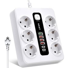 Die Grup 3000W 6'lı Priz Uzatma Kablosu - 4 Usb, 2 Type-C Giriş