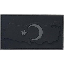 Die Grup Kabartma Haritalı Patch, Plastik Bayrak, Siyah Renk, Şık Tasarım