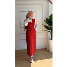 Nisa Nalbantoğlu Kiremit Krep Düz Kesim tesettür jile