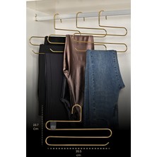 Edora Home 10'lu Parlak Altın 3 Katlı Pantolon Askılığı Dolap İçi Elbise Şal Eşarp Askılık Paslanmaz Metal