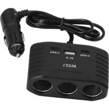 Die Grup 120W Çakmak Soketi, 2 USB ve 1 Type-C Çoğaltıcı Araç Şarj Cihazı