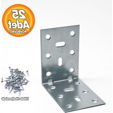 Die Grup 25 Adet Mobilya Duvara Sabitleme Köşebent Bağlantı Aparatı L Demiri 40X60X60 mm