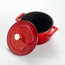 Die Grup 10 cm Yuvarlak Döküm Mini Tencere, 0.35 L Hacim, Kırmızı
