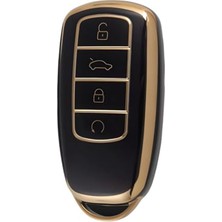 Die Grup Autohan Keys Lüx Chery Tiggo 8 Pro, Omoda 5, Tiggo 7 Avantgarde Nano Araba Anahtar Kılıfı, Siyah-Gold, Premium Kalite