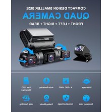 Die Grup 4 Kanallı Fhd 1080P Dash Cam, Ön ve Arka Kamera