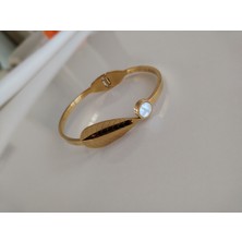 Saba Aksesuar Çelik Gold Yapraklı Kelepçe