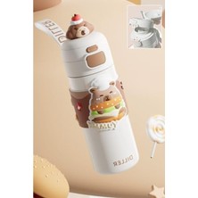 Die Grup Dıller 480 ml Tek Kapak Çift Kullanım Pipetli/pipetsiz Taşıma El Askılı Vacum Cup/çelik Termos -FFD9351-480