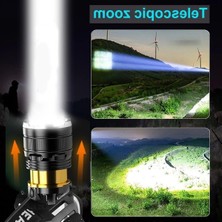 Die Grup Peak PS-8002 Sensörlü Zoomlu Fesyonel 3000 Lümen X50 LED Usb'li Şarjlı Kafa Lambası          [ A+++]