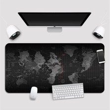 Die Grup Büyük Boy Dünya Desenli Kaymaz Mouse Pad, 88X40 cm