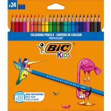 Vintessy Bıc Kids Tropicolors Kuru Boya Kalemi 24 Renk, Kıymık Oluşturmaz, Ağaç Kesilmeden Üretilmişti